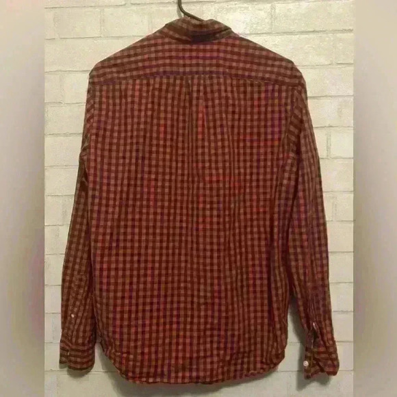 J Crew secret wash red gingham organic cotton size Medium - Picture 2 of 4